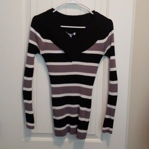 Grey white and black sweater